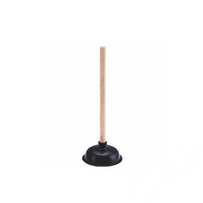 Image of Black Toilet Plunger 150mm 6 Inch Cup with 430mm 17 Handle, Drain Sink Pump Unblocker, Strong Suction of Rubber Wooden Handle Cleaner Easily Clear All Blocked