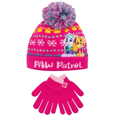 Image of Paw Patrol Kids Winter Hat and Gloves Set Skye Everest Pink One Size