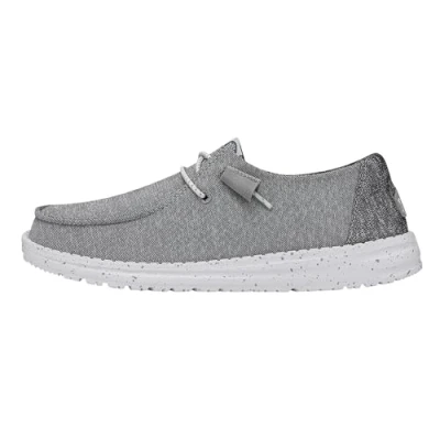Image of HEYDUDE Women&#039;s Wendy Sport Knit Casual Slip On Flat Shoes Moccasin Style, Grey, 4 UK