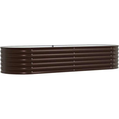 Image of vidaXL Garden Raised Bed Brown Galvanised Steel Planter 240 x 80 44 cm Durable Outdoor Planting Box