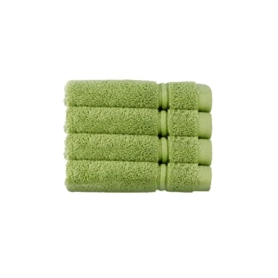 Image of Christy Antalya Face Cloths Set of 4 100% Turkish Cotton 600GSM Soft Plush Luxury Flannels Wash Quick Dry Fern Green