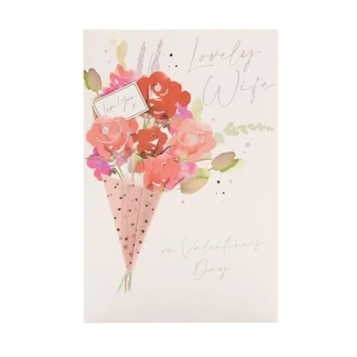 Image of UK Greetings Valentine&#039;s Day Card For Wife Flower Bouquet Design