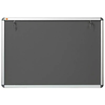 Image of Nobo Slim Display Cabinet Noticeboard A1 907 mm x 661 mm, Grey