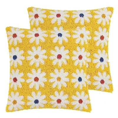 Image of Heya Home Daisy New Knitted Polyester Filled Cushion Mellow Twin Pack