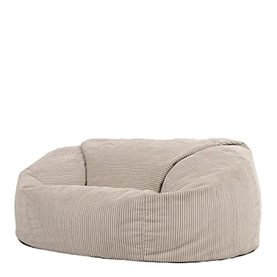 Image of icon Soul Cord Loveseat Bean Bag Sofa, Charcoal Grey, Extra Large, Giant Two Seater Jumbo Snuggle Seat, Living Room Bags for Adults