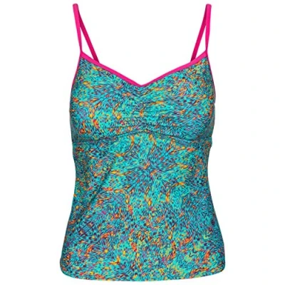Image of Trespass Women Darcie Tankini with Removable Pads Lagoon Print, X Small