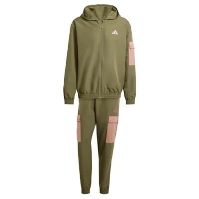 Image of adidas Men&#039;s SPORTSWEAR WOVEN CARGO TRACKSUIT, Olive Strata, XXL