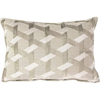 Image of Paoletti Delano New 3D Geometric Velvet Jacquard Cushion Cover Taupe One Size