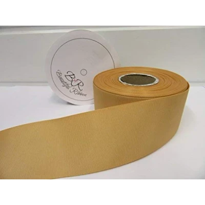 Image of Beautiful Ribbon 2 metres of 50mm Grosgrain Ribbed Yellow Gold Double Sided 50 mm 5cm 2&quot; Inch