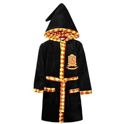 Image of Harry Potter Children&#039;s Bedtime Robe Dressing Gown For Kids Black Gryffindor Bath Official Merchandise