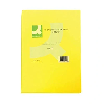 Image of Q Connect Bright Yellow Coloured A4 Copier Paper 80gsm Ream (Pack of 500)