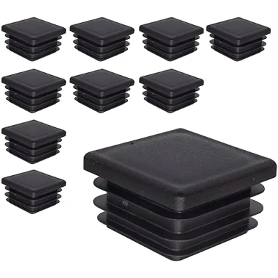 Image of SKIR&#039;CO (10 pcs) Square Plastic Plugs 40 x mm, Mat Tube End Caps, Inserts, Fence Post Plugs, Black RAL 9005
