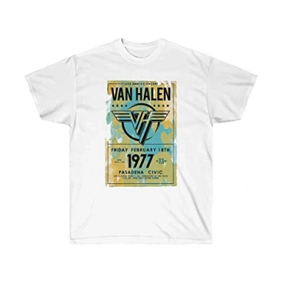 Image of Van Halen Tour Pasadena 1977 Official Tee T Shirt Mens Unisex (Medium) White