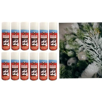 Image of SKYTE® 12 Cans Snow Spray Artificial for Christmas Trees, Windows, Wreaths, Glasses, Parties 200ml Unleash Winter Magic In Any Season Xmas Window Flake Decoration Plant Stencils