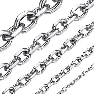 Image of Silver Chain Link Necklace Stainless Steel Men