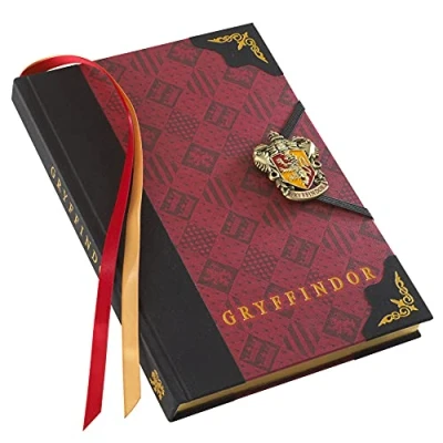Image of The Noble Collection Harry Potter Gryffindor Journal 9.75in (25cm) Hardbound Lined with Gilded Edges and Die Cast Enameled Crest Officially Licensed Film Set Movie Props Gifts