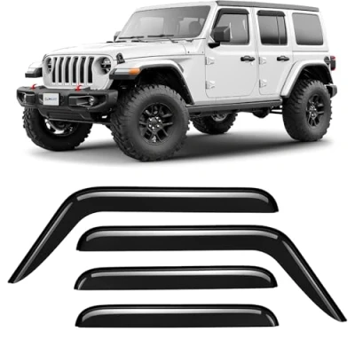 Image of CLIM ART wind deflector for/compatible with Jeep Wrangler 2018 2024 SUV, door rain deflectors,car accessories, car deflectors, tape on 4 pieces