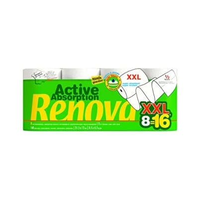 Image of Renova Active Absorption 2 Ply Kitchen Towel XXL 8 Rolls = 16