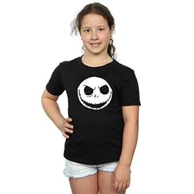 Image of Disney Girls Nightmare Before Christmas Jack Skellington Face T Shirt 12 13 Years Black