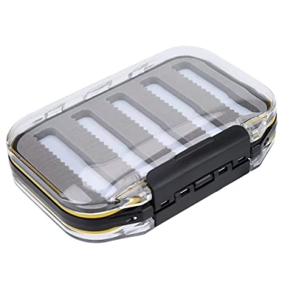 Image of TOPINCN Fishing Tackle Boxes, Waterproof Fly Box Double Side Plastic Baits Foam Padded Lures Holder Case Accessory(Jag Shape Black)