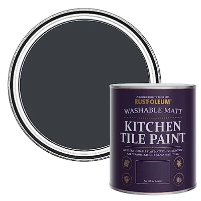 Image of Rust Oleum Grey water resistant Kitchen Tile Paint in Matt Finish Anthracite (RAL 7016) 750ml