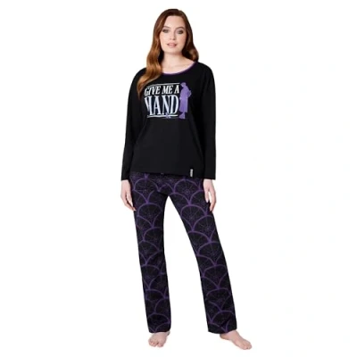 Image of Wednesday Ladies Pyjamas Set Nightwear Long Sleeve &amp; Bottoms PJs Lounge for Women and Teenagers S XL Gifts Her (Black/Hand, XL)
