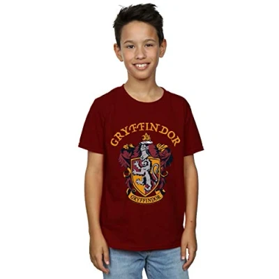 Image of Harry Potter Boys Gryffindor Crest T Shirt Burgundy 7 8 Years