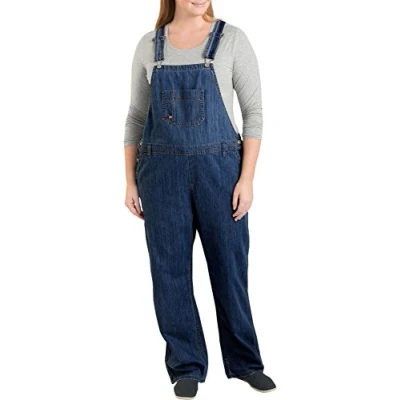 Image of Dickies Women&#039;s Plus Size Denim Bib Overall Blue 24 Regular