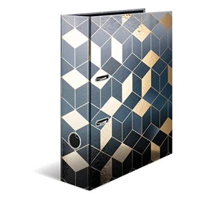 Image of HERMA Lever Arch File Fashion &amp; Style with Cubes Motif, A4, 70 mm Spine, Inner Print, 1 Folder