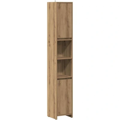 Image of vidaXL Bathroom Cabinet Artisan Oak Engineered Wood 30x30x183.5 cm Modern Design with Ample Storage for Essentials