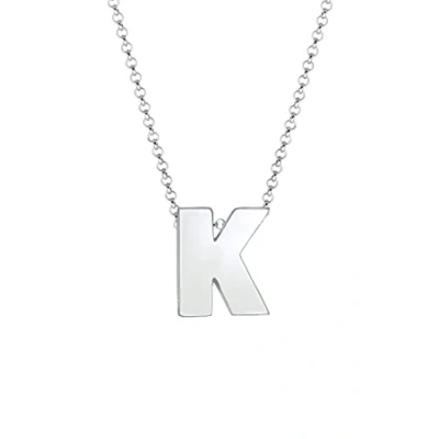 Image of Elli Women&#039;s 925 Sterling Silver Plated Letter K Basic Minimal Pendant Necklace 45cm length