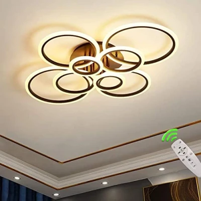Image of EFPD LED Dimmable Ceiling Light with Remote Control Modern 8 Ring Living Room for Bedroom, (Diameter: 39.37&quot;)