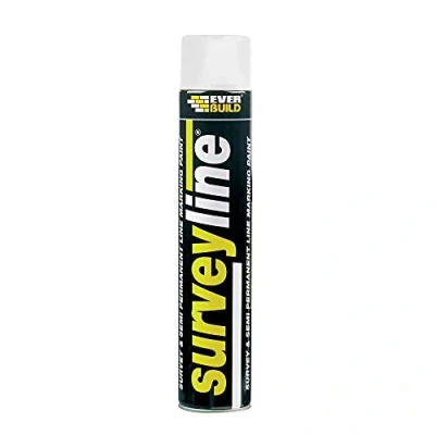 Image of Everbuild Surveyline Semi Permanent Spray Paint Ideal For Survey Line Marking High Covering Power Easy To Apply White 700ml