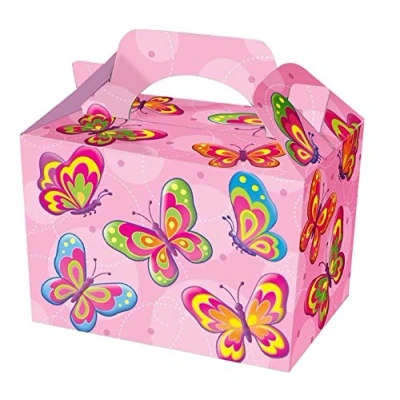 Image of MustBeBonkers 250 x Kids Meal Party Boxes Cardboard Lunch Food Takeaway Box Choose your Theme (Butterfly)