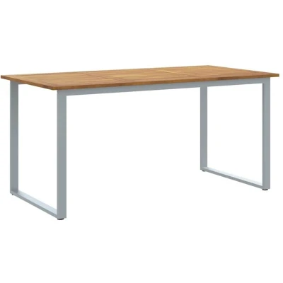 Image of vidaXL Outdoor Dining Table Grey 160x80x75 cm Steel&amp;Solid Wood Acacia