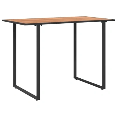 Image of vidaXL Brown Solid Wood and Metal Outdoor Patio Dining Table Seats 4 55 x 100 70 cm Balcony/Garden Deck Furniture