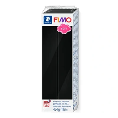 Image of STAEDTLER 8021 9 FIMO Soft Oven Hardening Polymer Modelling Clay Black (1 x 454g Block)