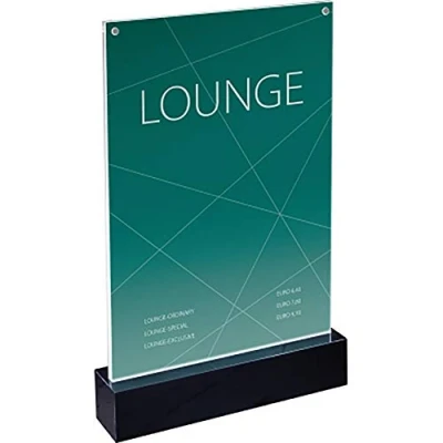 Image of SIGEL TA420 LED Sign Holder, upright, for A4, illuminated double sided presentation, acrylic, transparent, 1 Piece