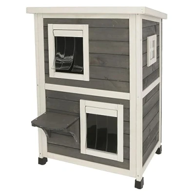 Image of Kerbl Cat House Family, Grey / White, 57x55x80 cm