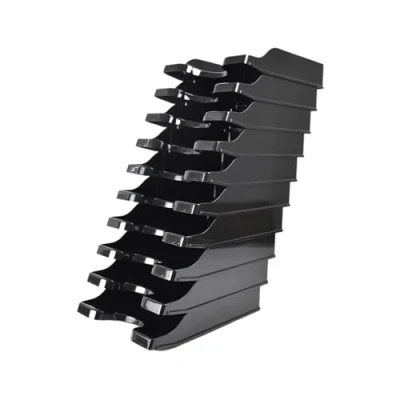 Image of Deflecto A4 Pk of 10 x Self Stacking letter trays Black, paper tray organiser, organiser storage, desk CP130YTBLKX10
