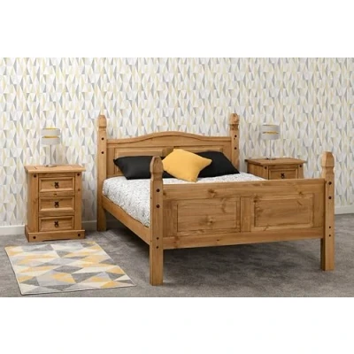 Image of Seconique Corona 4&#039;6&quot; Double High End Bed in Distressed Waxed Pine