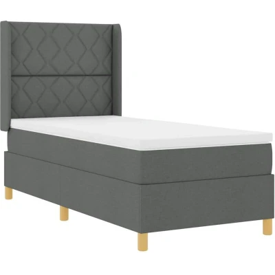 Image of vidaXL Box Spring Bed with Mattress Dark grey 90 x 190 cm Fabric