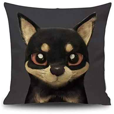 Image of Giftme Cute Dog Cushion Cover for Bedroom/Sofa Car Chair Decor, 45 Cm X Linen Cover, Throw Pillow Cover.