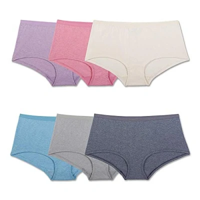 Image of Fruit of the Loom Women&#039;s 6 Pack Beyondsoft Panties, Boyshort Cotton Blend Pack, Medium