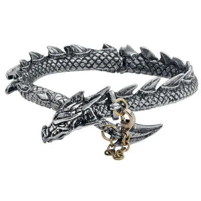 Image of Alchemy Gothic Dragon&#039;s Lure Men Bracelet Silver Coloured, Pewter,