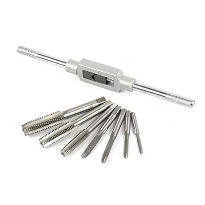 Image of 8 Pcs Thread Tap Adjustable Reamer Wrench Set M3 M12 Screw Machine Ratcheting Tapping Metric Plug Tapper Tool