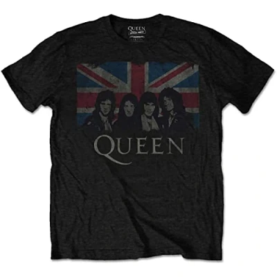 Image of Queen Childrens/Kids Vintage Union Jack Cotton T Shirt (11 12 Years) (Black)