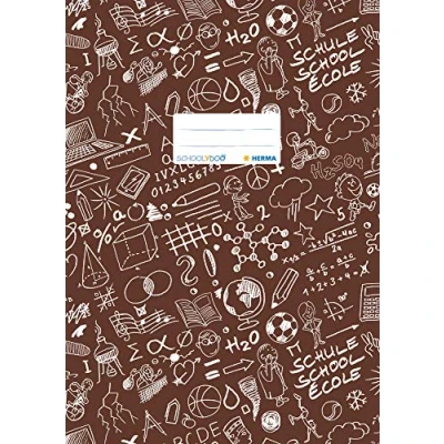 Image of HERMA Exercise Book cover A4 SCHOOLYDOO design, with inscription label, made of wipeable and sturdy plastic, slip on jackets for school, brown, 19425