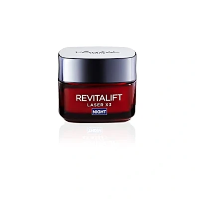 Image of L’Oréal Paris Laser Renew Triple Action Anti Ageing Night Cream, Reduce Wrinkle Appearance, Moisturise and Boost Skin Radiance, Pro Retinol, Hyaluronic Acid Vitamin C, 50ml
