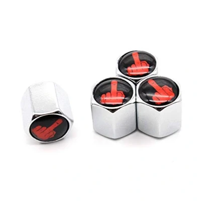 Image of 4 Pcs/Set Zinc Alloy Middle Finger Style Tire Valve Stem Cap Wheel Air Caps for Auto Cars (Silver)